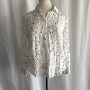 ann taylor factory white blouse with black polka dots / MP